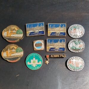 Vintage Soviet Union Russian Pins Set